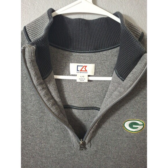 Green Bay Packers NFL Football Cutter & Buck 1/4 Zip Sweater Pullover Mens L - Picture 3 of 6